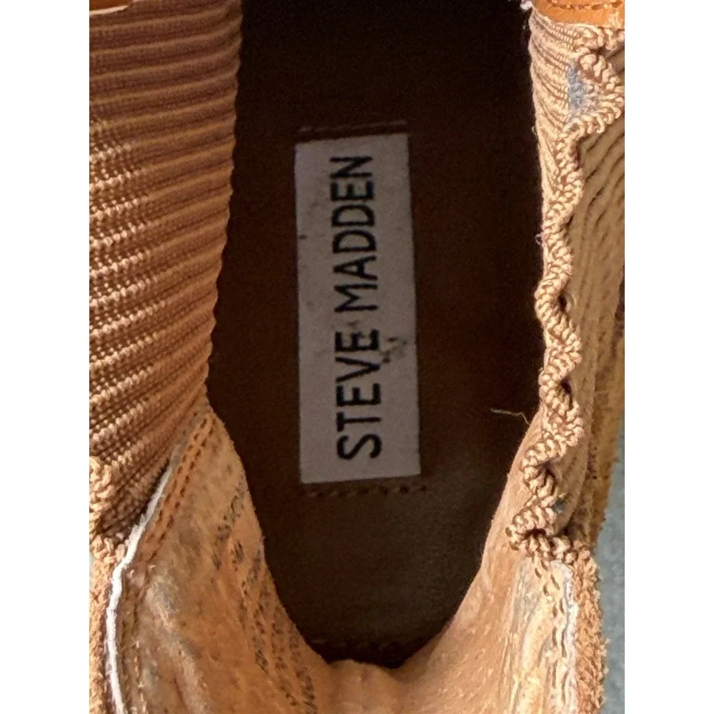 Steve Madden Mooris Wedge Chelsea Boot 9M Brown Suede Leather Boho Fall